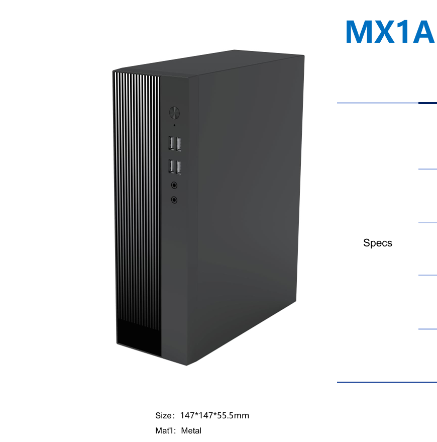 MX1A Mini PC, Compatible 12th/13th/14th Gen Intel H/P/U & Ryzen 6000/7000/8000 CPU, Up to 64GB RAM & 4TB SSD, Dual M.2 Storage, 8×USB + Type-C + HDMI + VGA, Gigabit Ethernet, Windows 11 & Linux Mini Desktop Computer