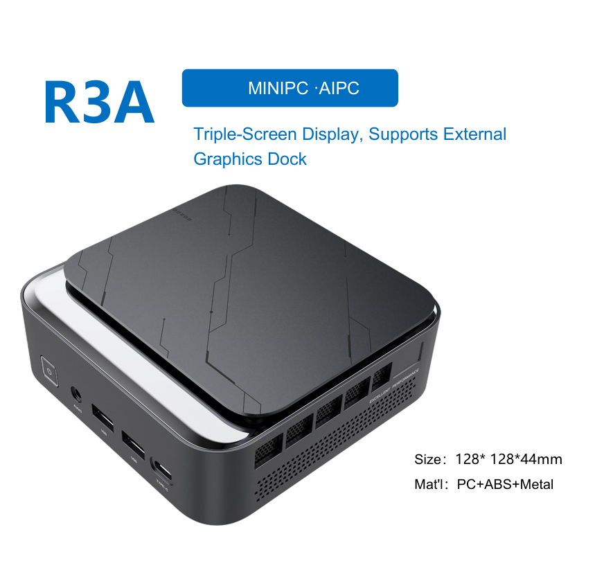 N3A Pro AIPC Mini PC, Quad-Screen Display, Support External Graphics, Up to 64GB RAM & 4TB NVMe Storage, 2.5G LAN, Multi-Gen Intel & AMD CPU Compatible, Windows 11 / Linux