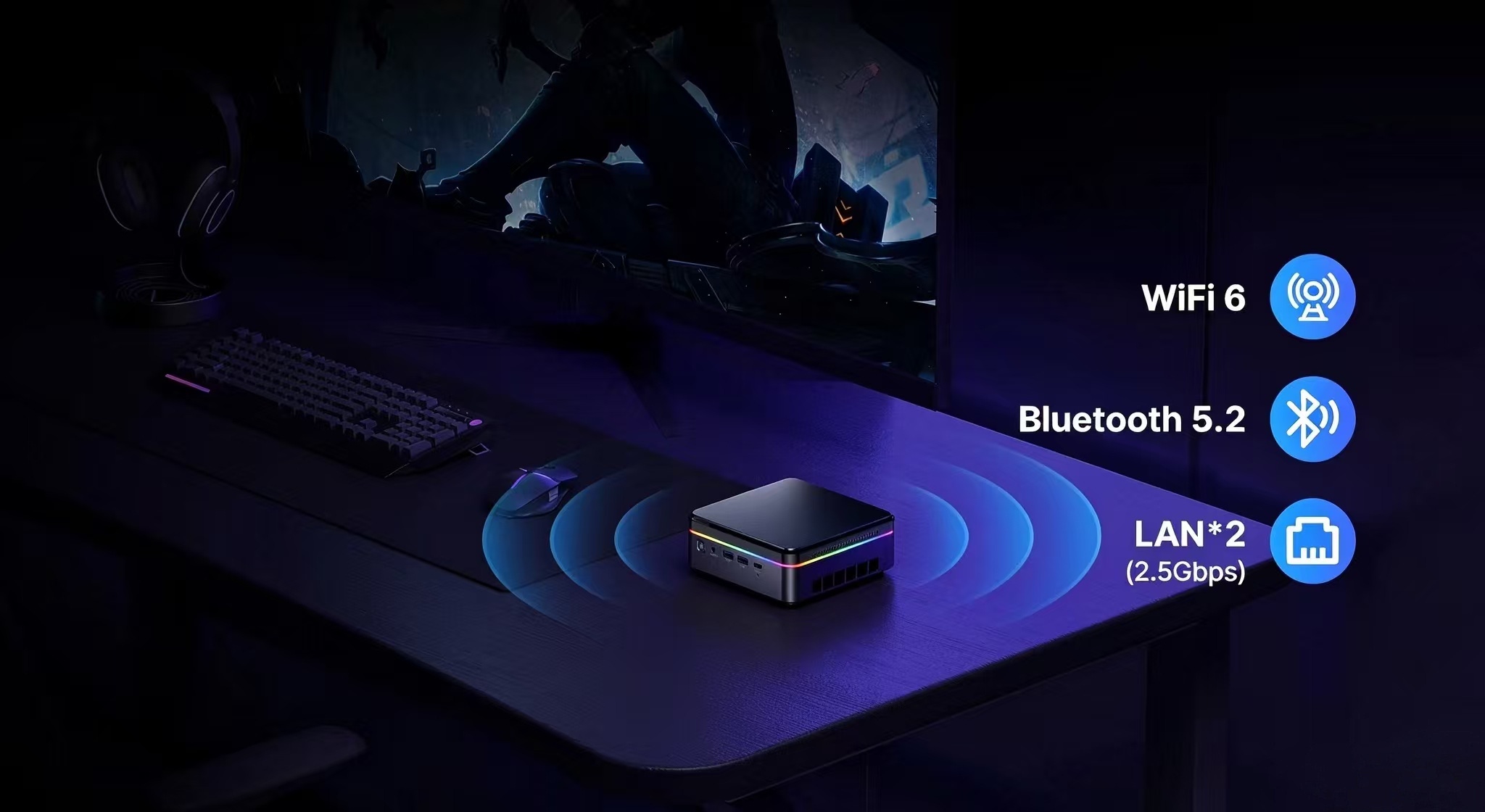 F3A Mini PC AMD Ryzen AI 9 HX 370, 80 TOPS AIPC, 64GB DDR5 1TB PCIe4.0 SSD, 4-Screen 8K@60Hz Display, Dual 2.5G LAN, WiFi6 BT5.2, Windows11 Pro